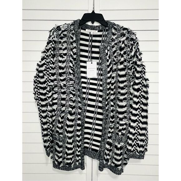 NWT Endless Rose Woven Cardigan Black White Size S/M - Picture 1 of 5
